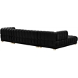 Pemberly Row Modern / Contemporary Black Velvet 3pc. Sectional