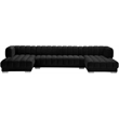 Pemberly Row Modern / Contemporary Black Velvet 3pc. Sectional