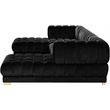 Pemberly Row Modern / Contemporary Black Velvet 3pc. Sectional