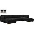 Pemberly Row Modern / Contemporary Black Velvet 3pc. Sectional