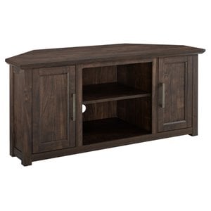 Pemberly Row Modern 48&quotRustic Wood Corner TV Stand in Dark Walnut
