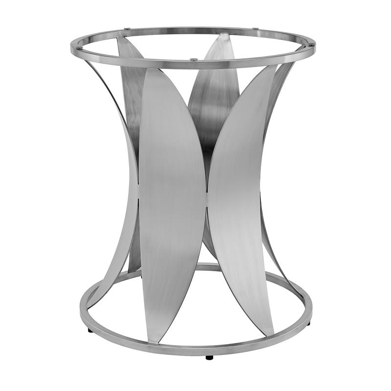 Pemberly Row Round Stainless Steel/Glass Dining Table in Chrome/Clear