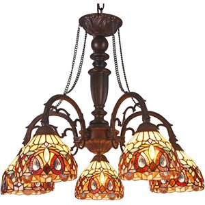 Pemberly Row Tiffany-style 5 Light Large Chandelier 27&quot Wide