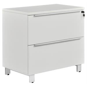 Pemberly Row Modern Lateral File Cabinet with 2 Drawers in White