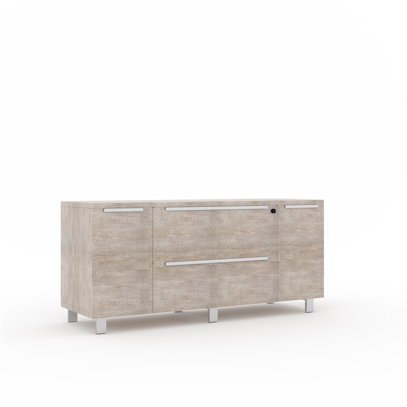 Pemberly Row Modern Credenza with 2 Drawers and 2 Doors in Gray