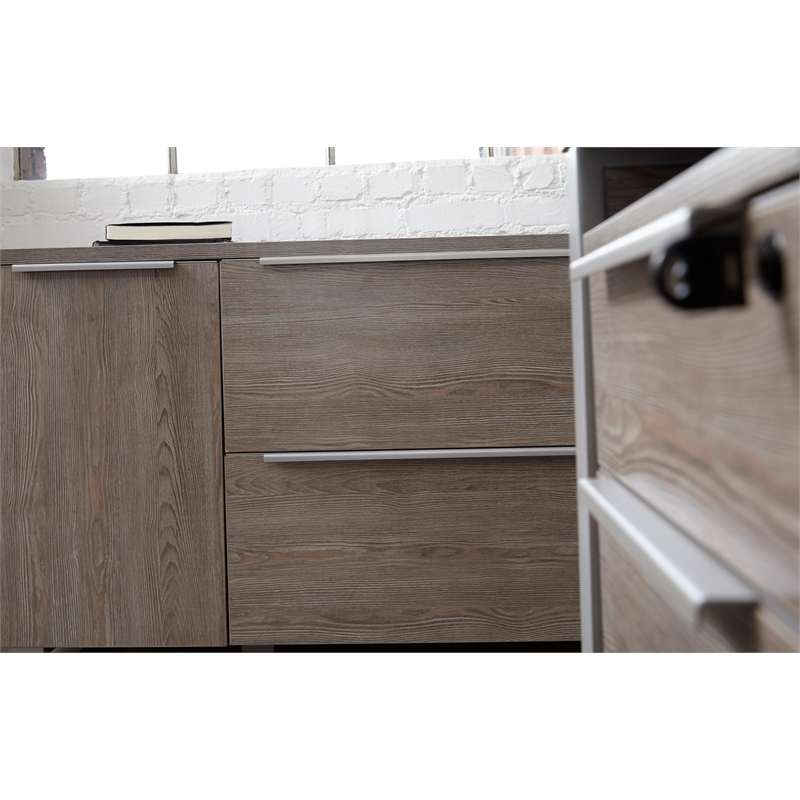 Pemberly Row Modern Credenza with 2 Drawers and 2 Doors in Gray