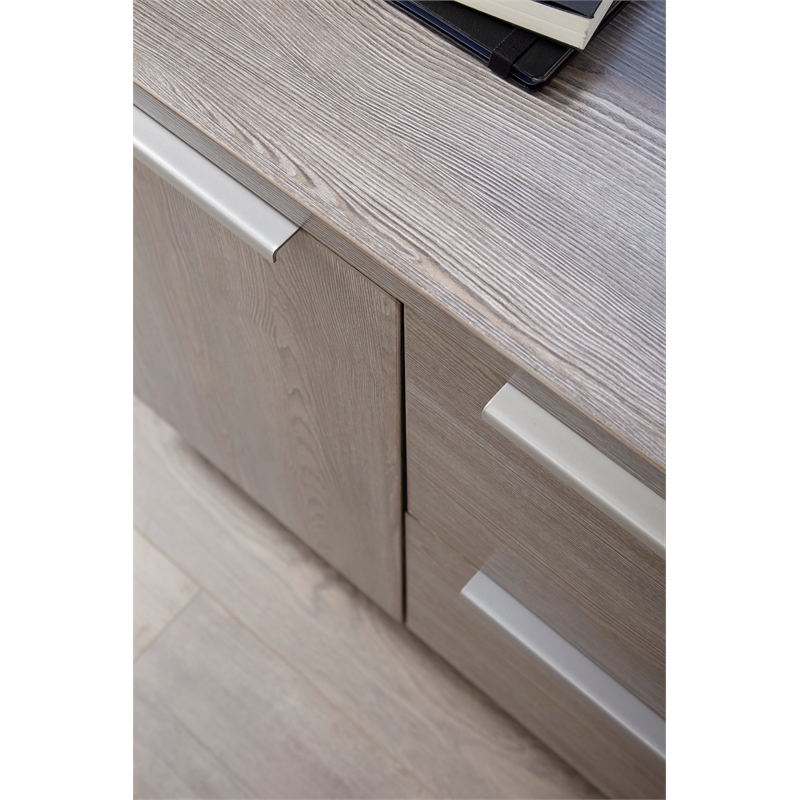 Pemberly Row Modern Credenza with 2 Drawers and 2 Doors in Gray