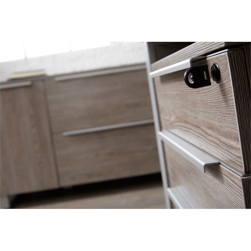 Pemberly Row Modern Credenza with 2 Drawers and 2 Doors in Gray