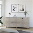 Pemberly Row Modern Credenza with 2 Drawers and 2 Doors in Gray