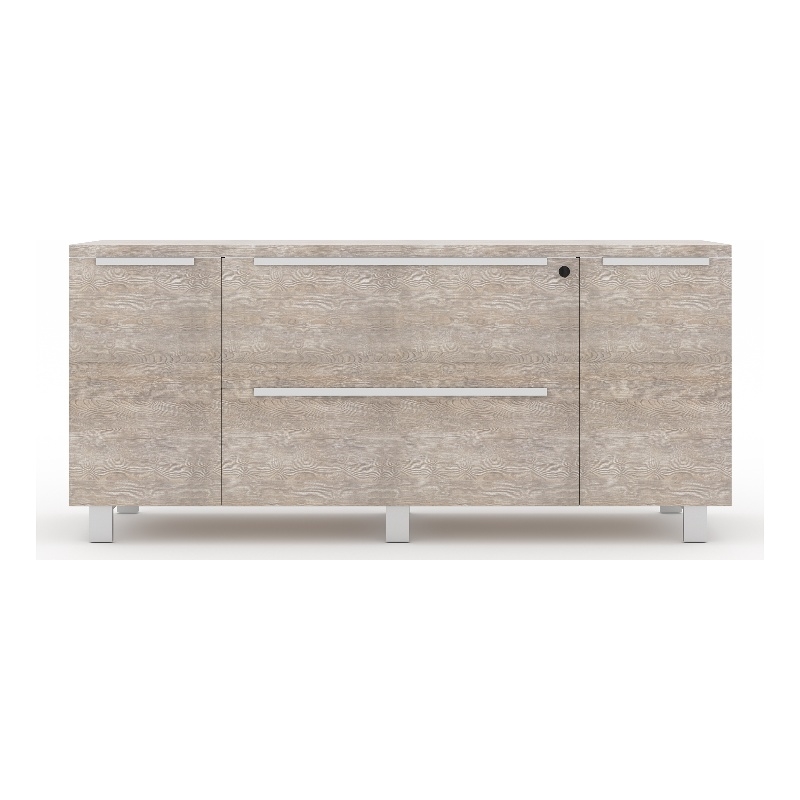 Pemberly Row Modern Credenza with 2 Drawers and 2 Doors in Gray