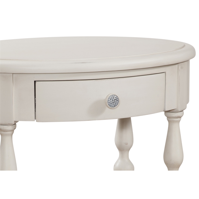 Pemberly Row Modern / Contemporary Dove White Wood Oval Accent Table