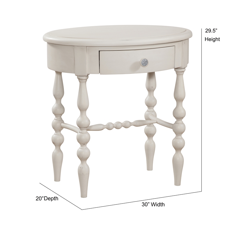 Pemberly Row Modern / Contemporary Dove White Wood Oval Accent Table