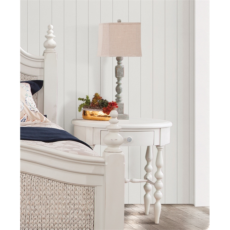 Pemberly Row Modern / Contemporary Dove White Wood Oval Accent Table