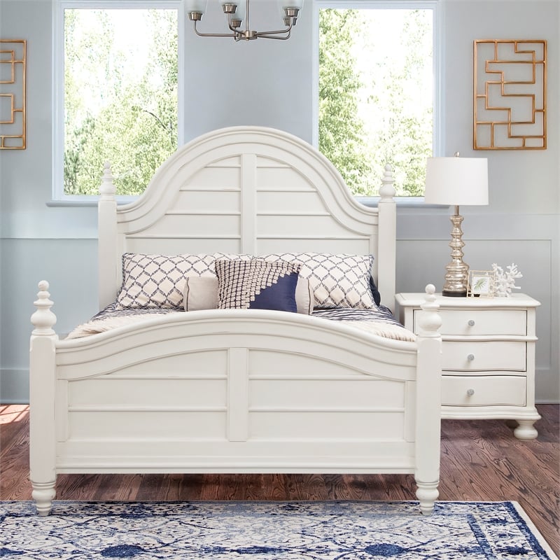 Pemberly Row Modern / Contemporary Dove White King Wood Panel Bed