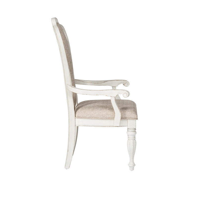 Pemberly Row Modern White Splat Back Uph Arm Chair (RTA)-Set of 2