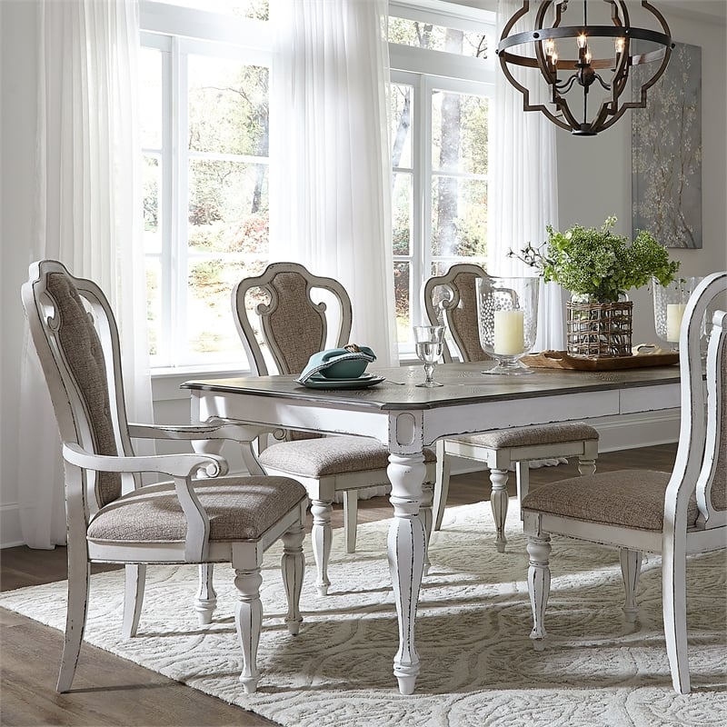 Pemberly Row Modern White Splat Back Uph Arm Chair (RTA)-Set of 2