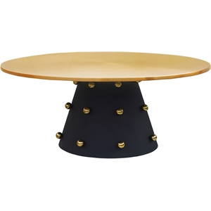Pemberly Row Brushed Gold Top Coffee Table with Matte Black Base