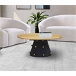 Pemberly Row Brushed Gold Top Coffee Table with Matte Black Base
