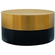 Pemberly Row Brushed Gold Top Coffee Table with Matte Black Base