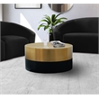 Pemberly Row Brushed Gold Top Coffee Table with Matte Black Base