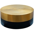 Pemberly Row Brushed Gold Top Coffee Table with Matte Black Base