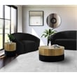 Pemberly Row Brushed Gold Top Coffee Table with Matte Black Base