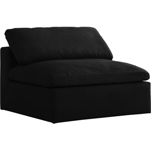 Pemberly Row Black Linen Fabric Deluxe Modular Armless Chair