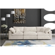 Pemberly Row Modern / Contemporary Cream Velvet Modular 3 Piece Sofa