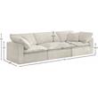 Pemberly Row Modern / Contemporary Cream Velvet Modular 3 Piece Sofa