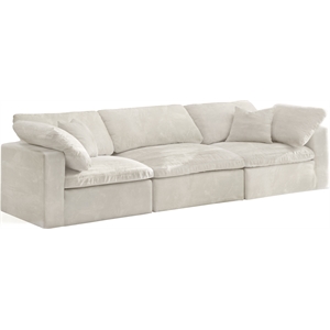 Pemberly Row Modern / Contemporary Cream Velvet Modular 3 Piece Sofa