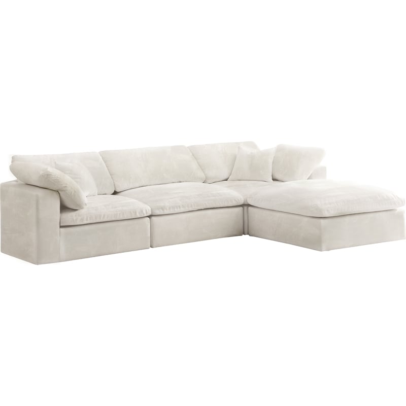 Pemberly Row Modern / Contemporary Cream Velvet Modular Sectional