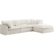 Pemberly Row Modern / Contemporary Cream Velvet Modular Sectional
