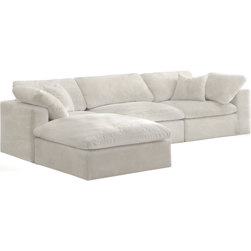Pemberly Row Modern / Contemporary Cream Velvet Modular Sectional