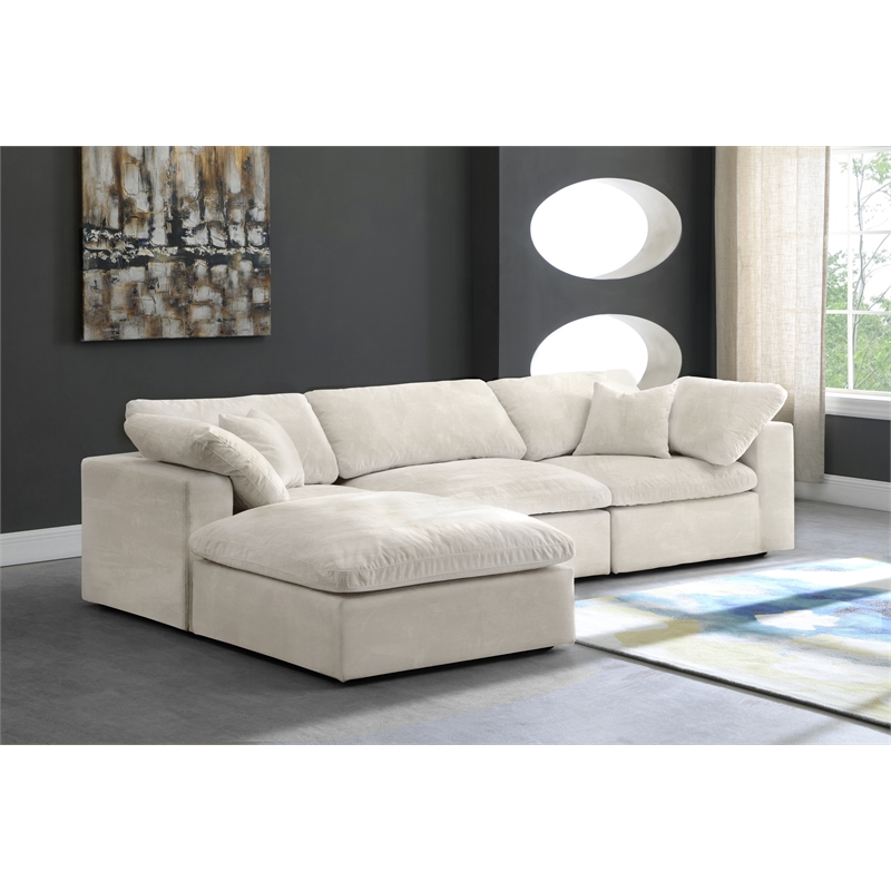 Pemberly Row Modern / Contemporary Cream Velvet Modular Sectional