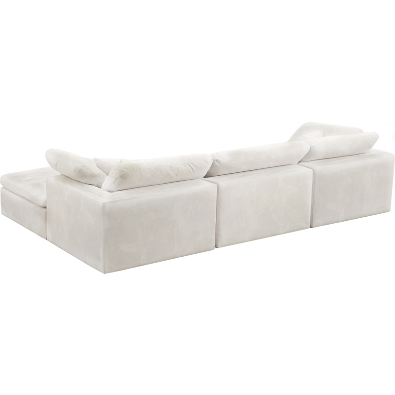 Pemberly Row Modern / Contemporary Cream Velvet Modular Sectional