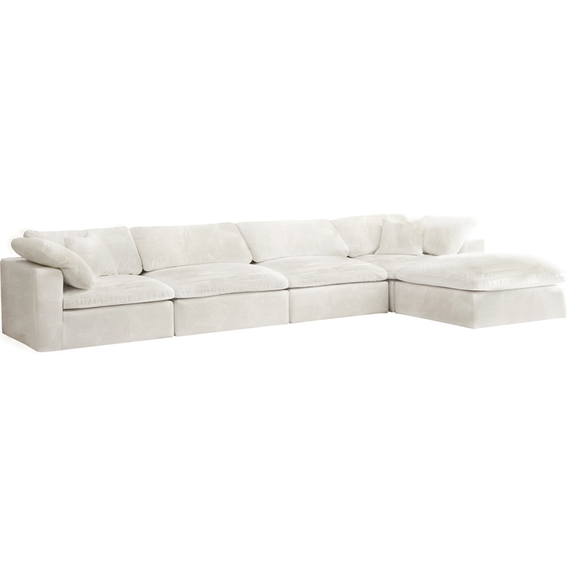 Pemberly Row Modern / Contemporary Cream Velvet Modular Sectional