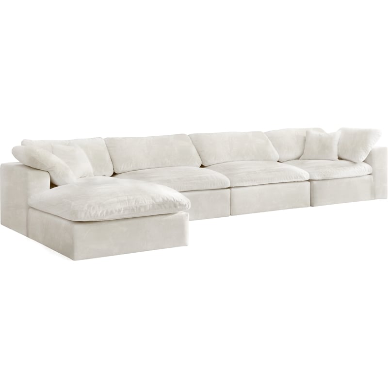 Pemberly Row Modern / Contemporary Cream Velvet Modular Sectional