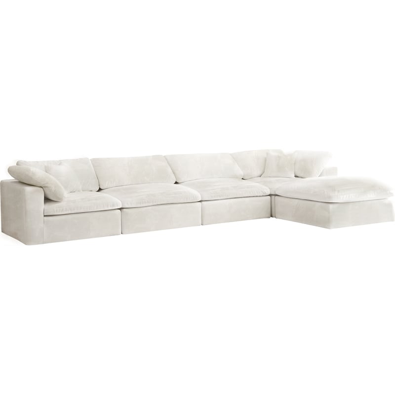 Pemberly Row Modern / Contemporary Cream Velvet Modular Sectional