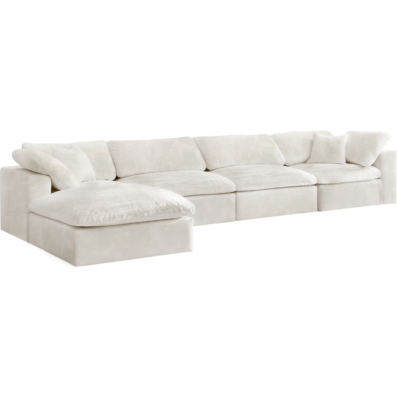 Pemberly Row Modern / Contemporary Cream Velvet Modular Sectional