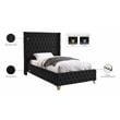 Pemberly Row Modern / Contemporary Black Finish Velvet Twin Bed