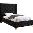 Pemberly Row Modern / Contemporary Black Finish Velvet Twin Bed