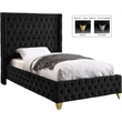 Pemberly Row Modern / Contemporary Black Finish Velvet Twin Bed