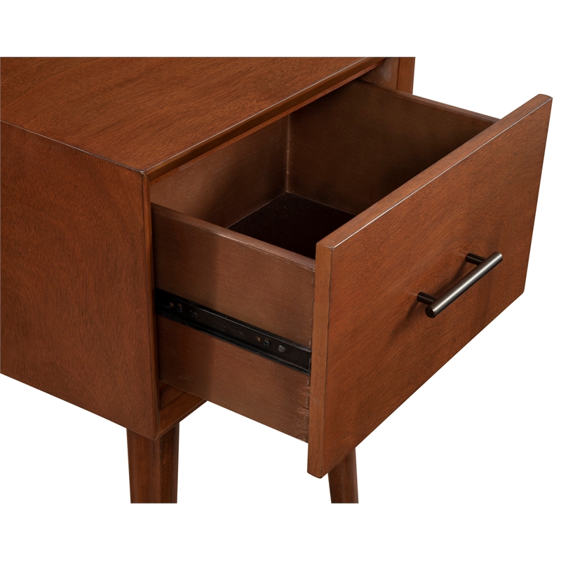 Pemberly Row Modern Wood 1 Drawer End Table in Acorn (Brown)