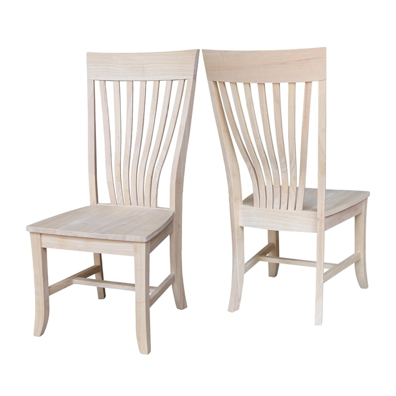 Pemberly Row Modern Solid Wood Chairs - Set of 2 - Unfinished