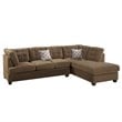 Pemberly Row 2 Piece Fabric Suede Reversible Sectional Set in Truffle Brown