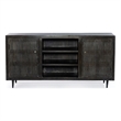 Pemberly Row 2 Door Solid Wood Media Cabinet - Antique Brown Finish on Iron Base