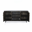 Pemberly Row 2 Door Solid Wood Media Cabinet - Antique Brown Finish on Iron Base