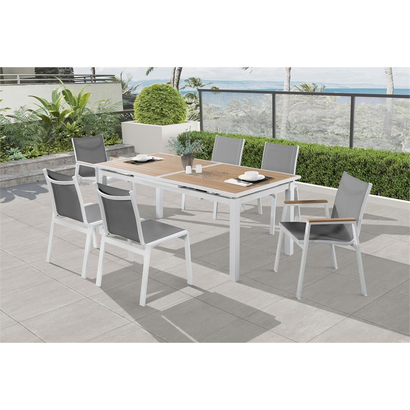 Pemberly Row Modern Gray Outdoor Patio Dining Chair (Set of 2)