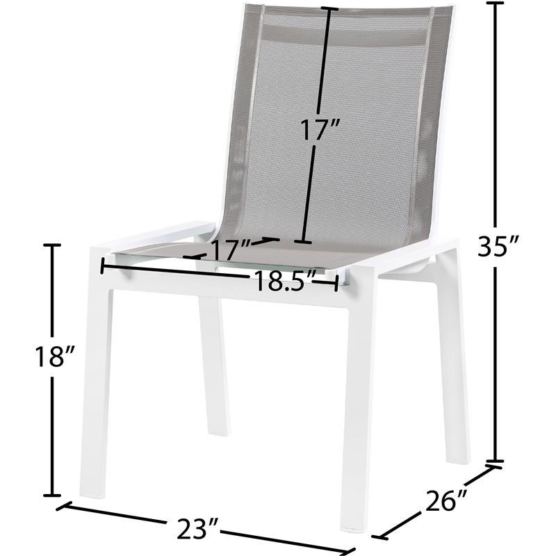 Pemberly Row Modern Gray Outdoor Patio Dining Chair (Set of 2)