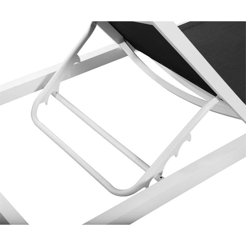 Pemberly Row Modern Black Outdoor Patio Mesh Chaise Lounge Chair